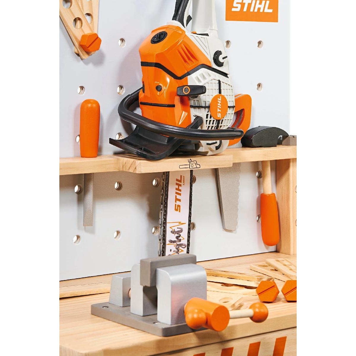 Stihl Workbench for kids, made of wood